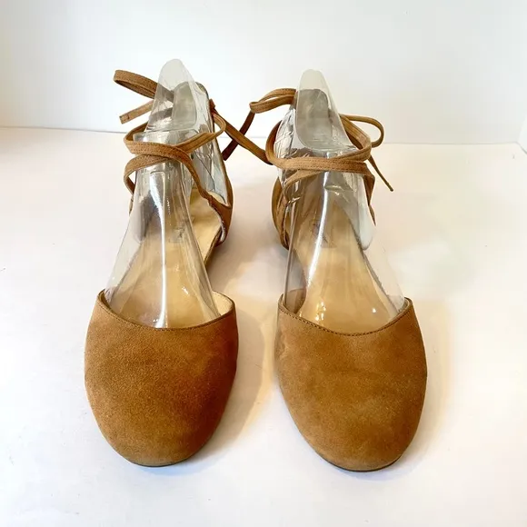 Paul Green Lydia Suede Ankle Wrap Flats UK 6.5/US 9 tan beige Austria