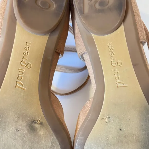 Paul Green Lydia Suede Ankle Wrap Flats UK 6.5/US 9 tan beige Austria