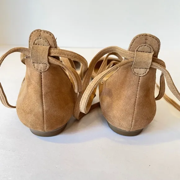 Paul Green Lydia Suede Ankle Wrap Flats UK 6.5/US 9 tan beige Austria