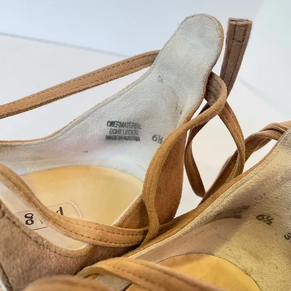 Paul Green Lydia Suede Ankle Wrap Flats UK 6.5/US 9 tan beige Austria