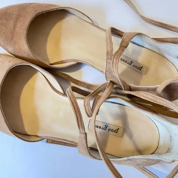 Paul Green Lydia Suede Ankle Wrap Flats UK 6.5/US 9 tan beige Austria