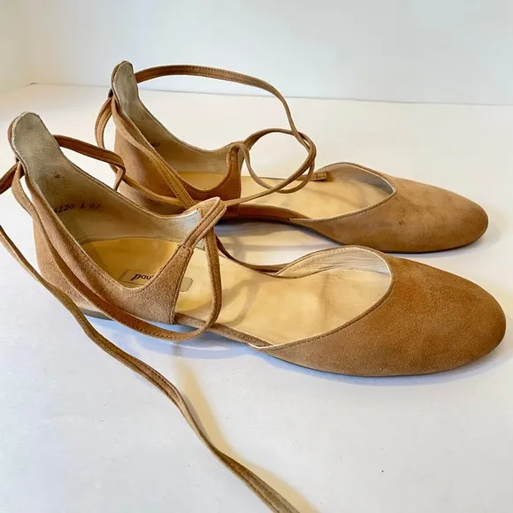 Paul Green Lydia Suede Ankle Wrap Flats UK 6.5/US 9 tan beige Austria