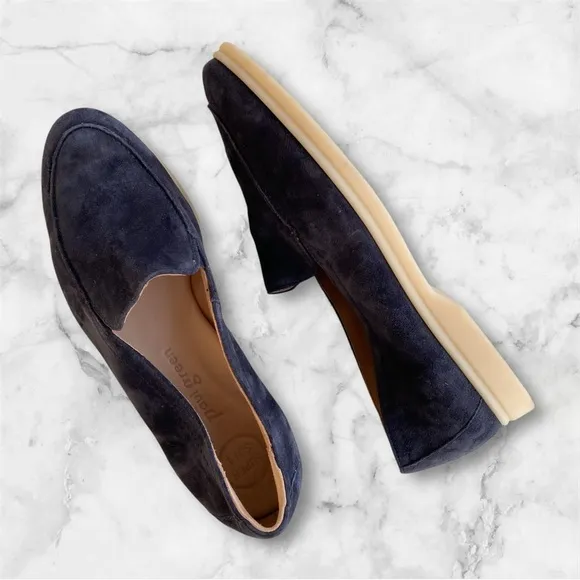 Paul Green Navy Suede Moccasin Selby Loafer Flats Modern Italian Leather 8.5