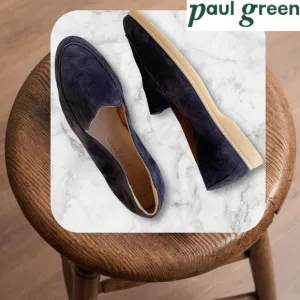 Paul Green Navy Suede Moccasin Selby Loafer Flats Modern Italian Leather 8.5
