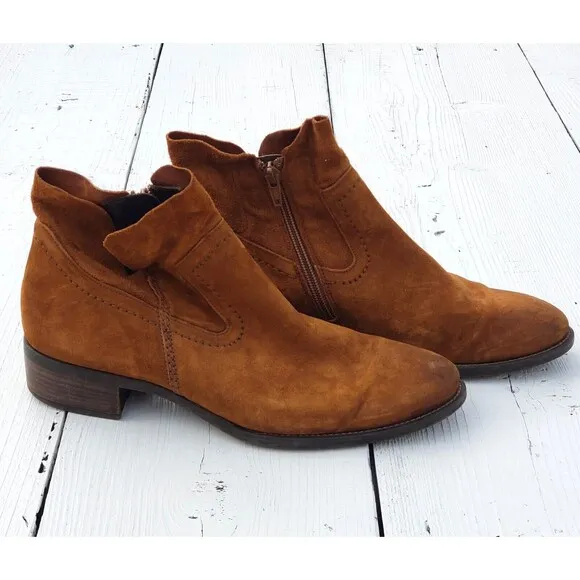 PAUL GREEN Nicole Nut Suede Side Zip Boots Women's US 8 EU 39