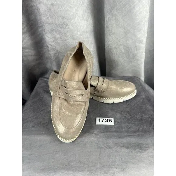 Paul Green Sally Penny Loafer Cashmere Suede Metallic Flat Sz AU 5, US 7 $480