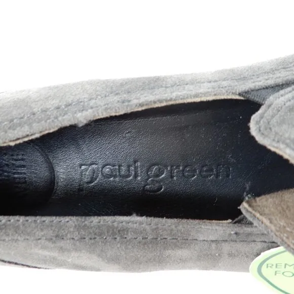 Paul Green SUPER SOFT Star Platform Bit Loafers US 10 Asphalt Grey Suede NEW