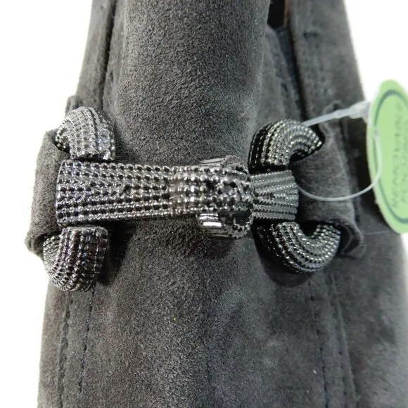 Paul Green SUPER SOFT Star Platform Bit Loafers US 10 Asphalt Grey Suede NEW