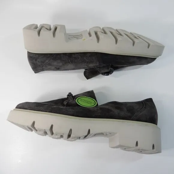 Paul Green SUPER SOFT Star Platform Bit Loafers US 10 Asphalt Grey Suede NEW