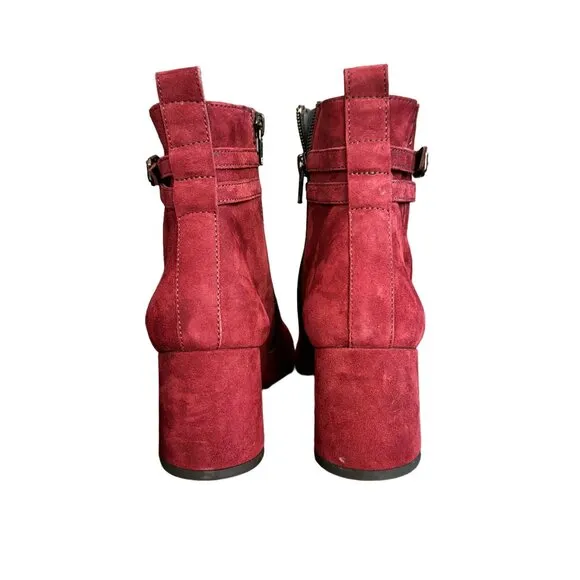 Paul Green SydneyBurgundy Suede Heeled Boots Side Zip, Size UK 5/US 7.5 WORN ONC