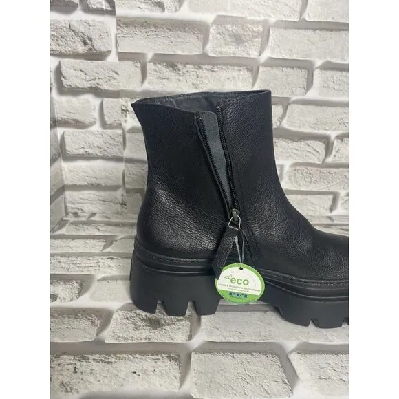 Paul Green Womens Ankle‎ Boots Side Zip Up in Black Leather Size 4.5
