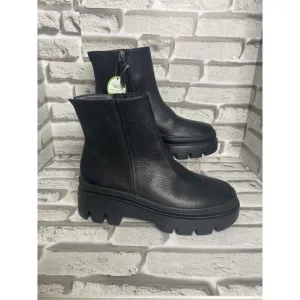 Paul Green Womens Ankle‎ Boots Side Zip Up in Black Leather Size 4.5