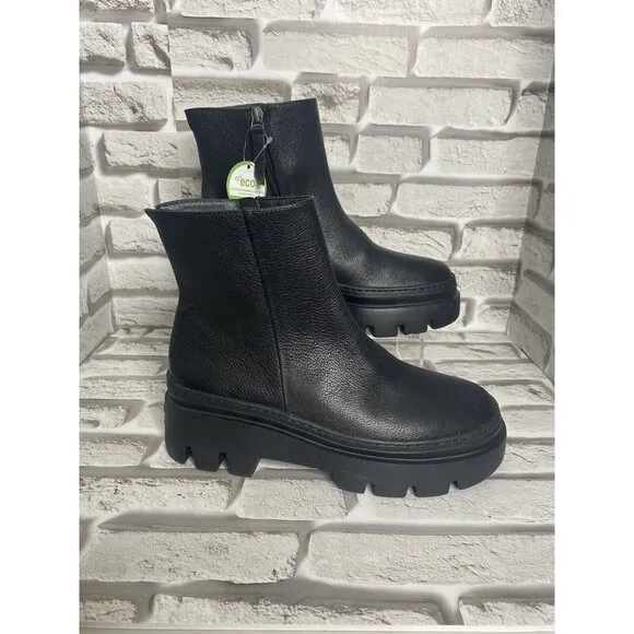 Paul Green Womens Ankle‎ Boots Side Zip Up in Black Leather Size 4.5