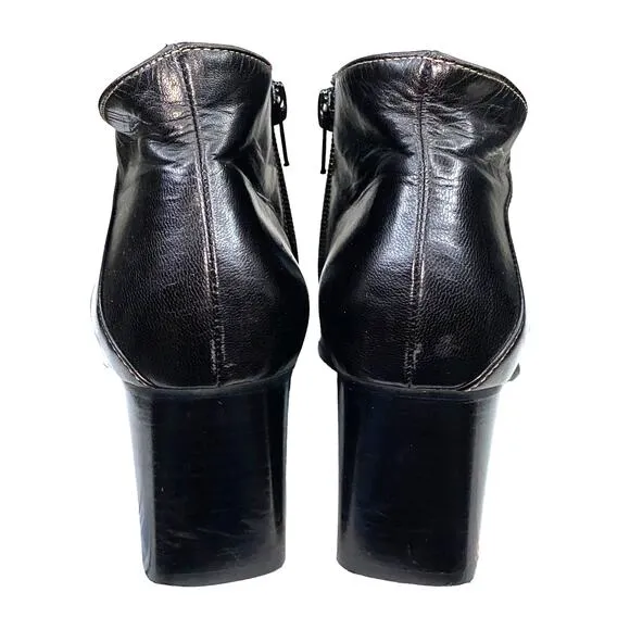 Paul Green Women's Brown Leather Side Zip Ankle Boot Size 8 US 10.5