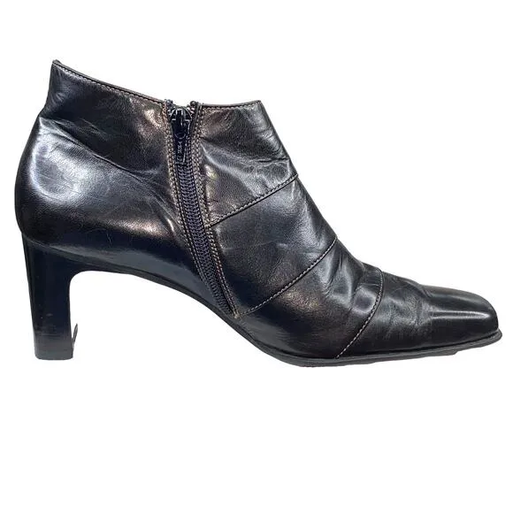 Paul Green Women's Brown Leather Side Zip Ankle Boot Size 8 US 10.5