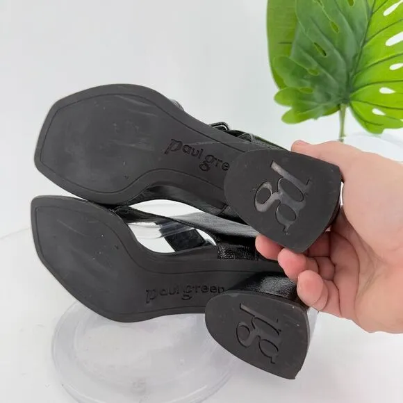 Paul Green Womens Tanya Black Patent Leather Slingback Sandals Size 6.5 US 4 UK
