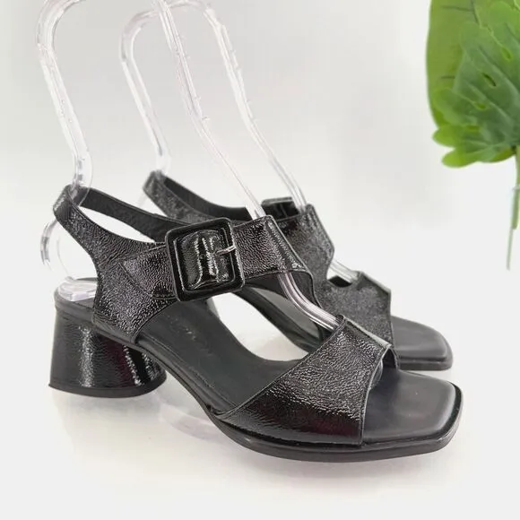 Paul Green Womens Tanya Black Patent Leather Slingback Sandals Size 6.5 US 4 UK