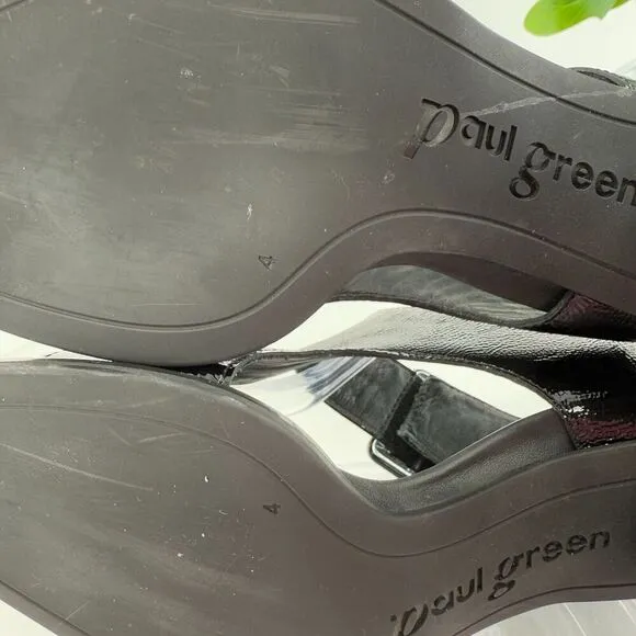 Paul Green Womens Tanya Black Patent Leather Slingback Sandals Size 6.5 US 4 UK