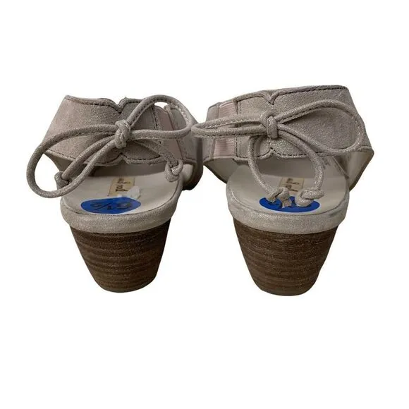 PAUL GREEN Trisha Slingback Caged Low Heel Sandals,metallic leather beige sz 6.5