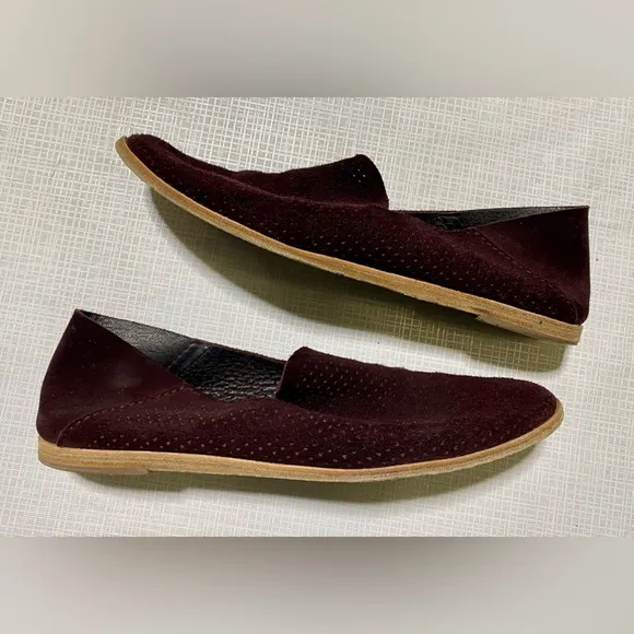 Pedro Garcia 8.5 M 39 Burgundy Brown Perforated suede leather flats shoes Spain