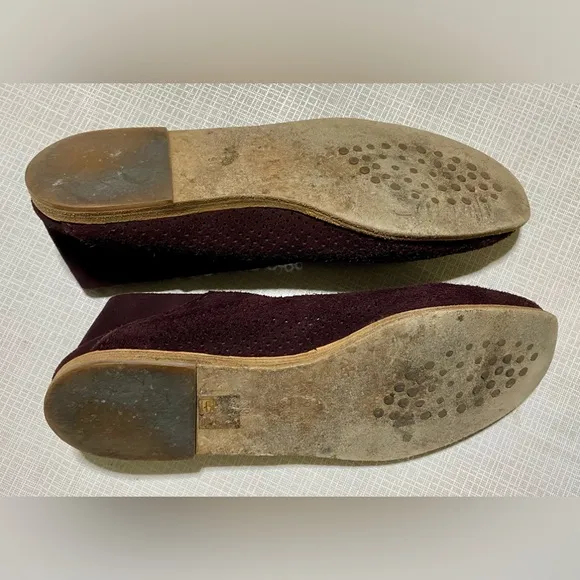 Pedro Garcia 8.5 M 39 Burgundy Brown Perforated suede leather flats shoes Spain
