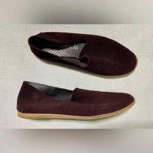 Pedro Garcia 8.5 M 39 Burgundy Brown Perforated suede leather flats shoes Spain