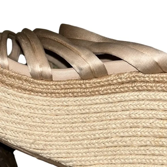 Pedro Garcia Dante Satin Espadrille Platform Wedge Strappy Sandals - 10