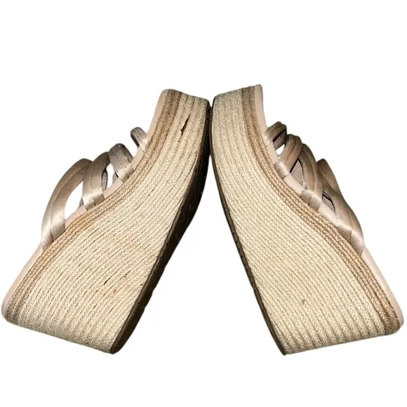 Pedro Garcia Dante Satin Espadrille Platform Wedge Strappy Sandals - 10