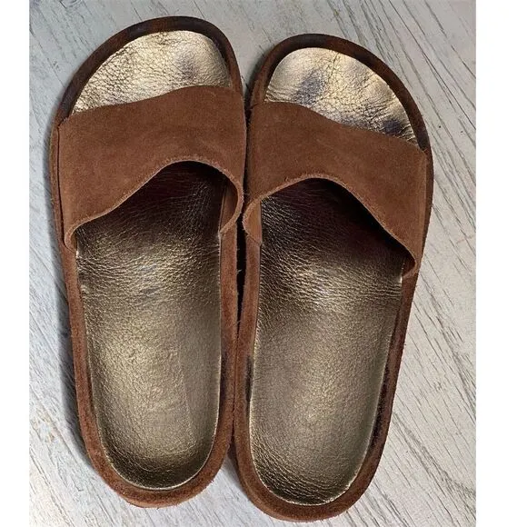 Pedro Garcia Women's Brown Suede Slide Sandals Platform Slip-On Size 37