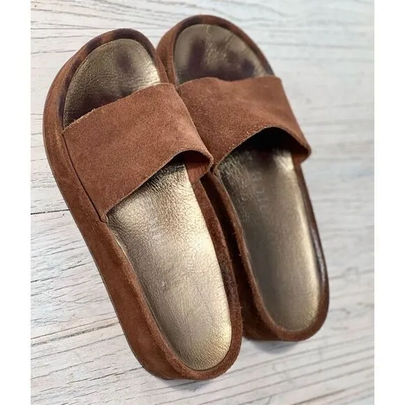 Pedro Garcia Women's Brown Suede Slide Sandals Platform Slip-On Size 37