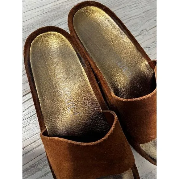 Pedro Garcia Women's Brown Suede Slide Sandals Platform Slip-On Size 37