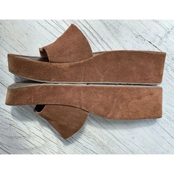 Pedro Garcia Women's Brown Suede Slide Sandals Platform Slip-On Size 37