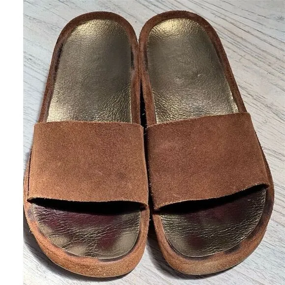 Pedro Garcia Women's Brown Suede Slide Sandals Platform Slip-On Size 37
