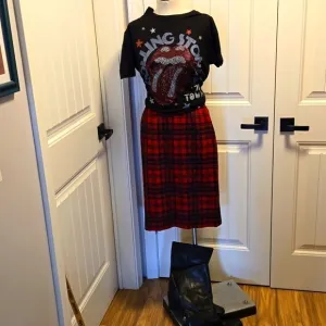 Pendleton Vintage Wool Skirt Plaid Knee Length Zip Side See Measurements 8