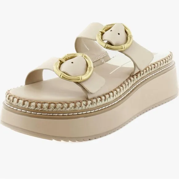 Perfect Tan and Gold Platform Sandals Chunky Sole Dolce Vita Rysha