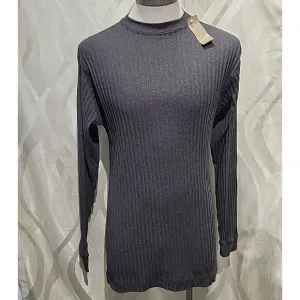 Perry Ellis Grey Crewneck Ribbed Long Sleeve 90s Minimalist Sweater- Medium