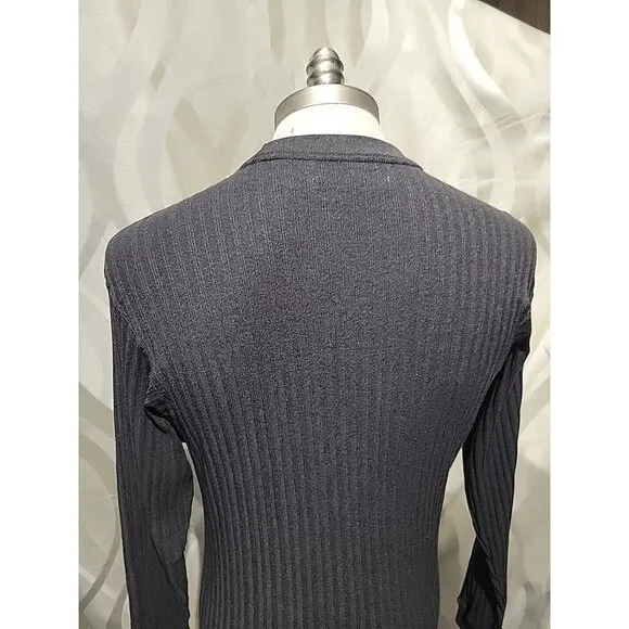 Perry Ellis Grey Crewneck Ribbed Long Sleeve 90s Minimalist Sweater- Medium