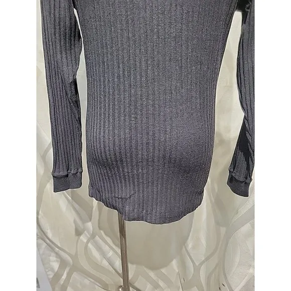 Perry Ellis Grey Crewneck Ribbed Long Sleeve 90s Minimalist Sweater- Medium
