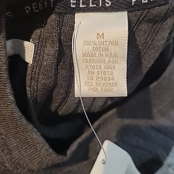 Perry Ellis Grey Crewneck Ribbed Long Sleeve 90s Minimalist Sweater- Medium