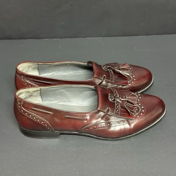 Peter Huber Men's Real Leather Loafer Shoes Luxury Italy Oxblood  - Size 7.5