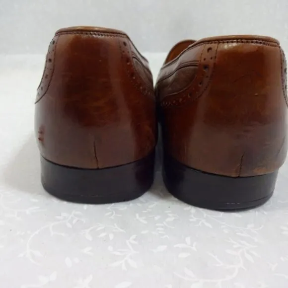 Peter Huber Mens Size 11 B US Brown Leather Tasseled Loafers Dress Shoes 6404