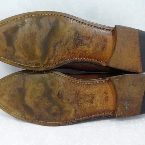 Peter Huber Mens Size 11 B US Brown Leather Tasseled Loafers Dress Shoes 6404