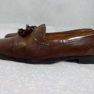Peter Huber Mens Size 11 B US Brown Leather Tasseled Loafers Dress Shoes 6404