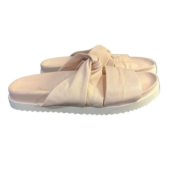 Phillip Lim Light Pink Twisted Leather Knot Front Pool Slides Size 9 (EU39) NWOT