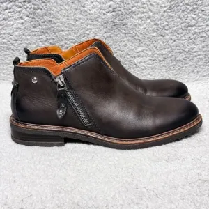Pikolinos Aldaya Womens Size 38 US 7.5-8 Ankle Boots Lead Brown Leather Side Zip