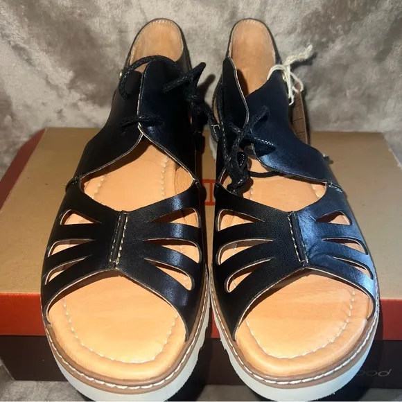 PIKOLINOS BLACK LEATHER SANDALS