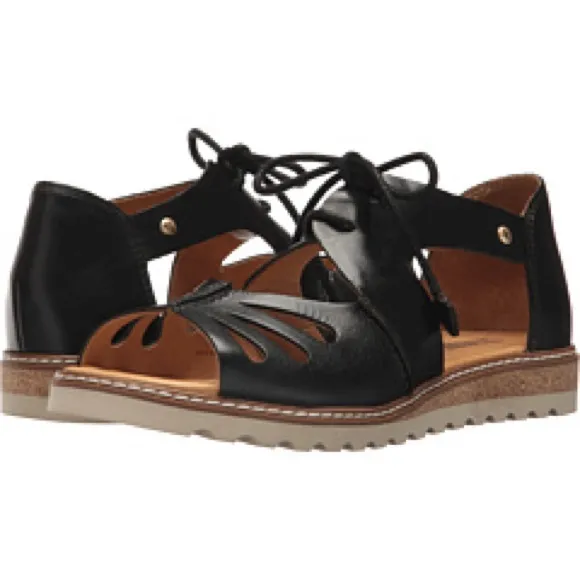 PIKOLINOS BLACK LEATHER SANDALS