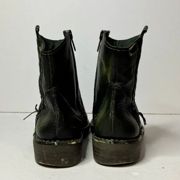Pikolinos Green Leather Ankle Zip Boots Womens Size 37