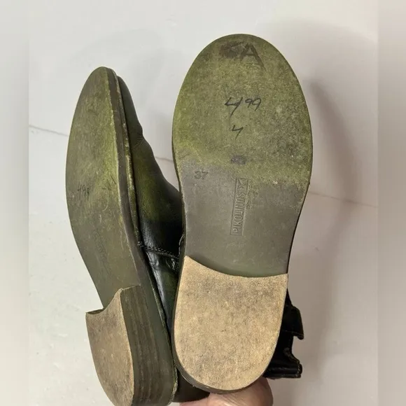 Pikolinos Green Leather Ankle Zip Boots Womens Size 37