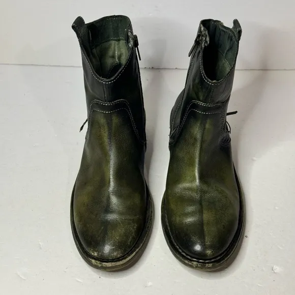 Pikolinos Green Leather Ankle Zip Boots Womens Size 37